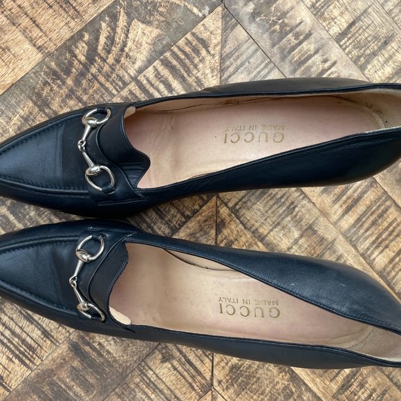 Gucci vintage pointed shoes in black leather with horsebit fronts in silver tone - Picture 4 of 7